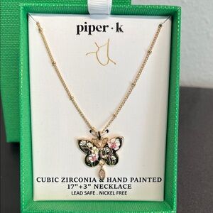 Piper K | Black Butterfly Necklace w/ Cubic Zirconia